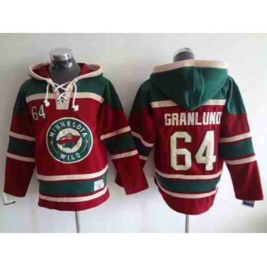 nhl jerseys minnesota wilds #64 granlund red-green[pullover hooded sweatshirt]